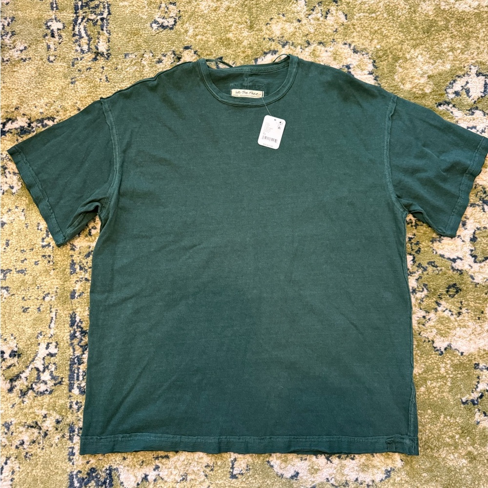 Free People We The Free Rain Forest Green Short Sleeve Tee NWT